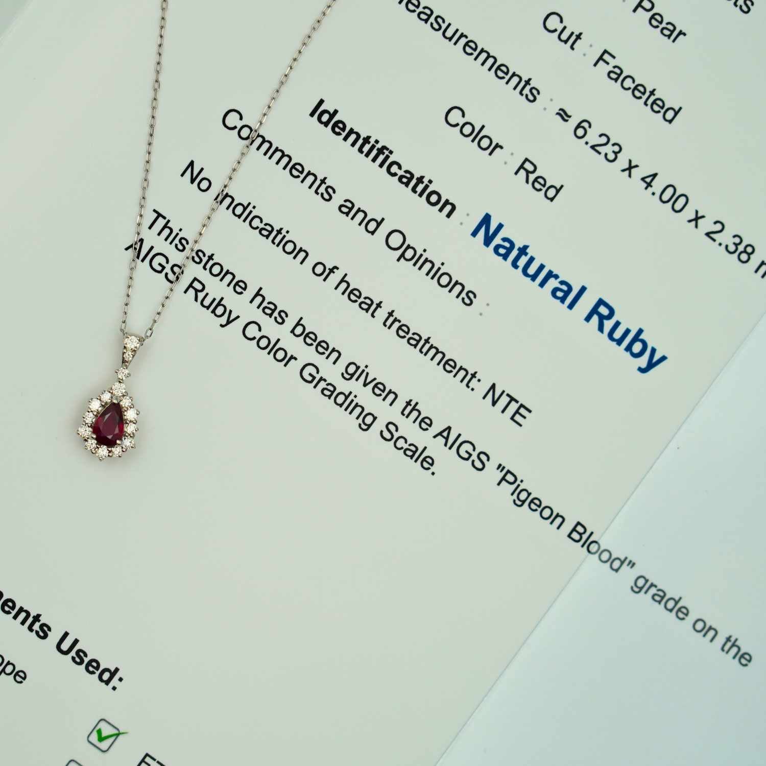 ルビーダイヤモンドA I G S鑑定書付き ルビーダイヤモンドA I G S鑑定書付き 非加熱ルビー ダイヤモンド